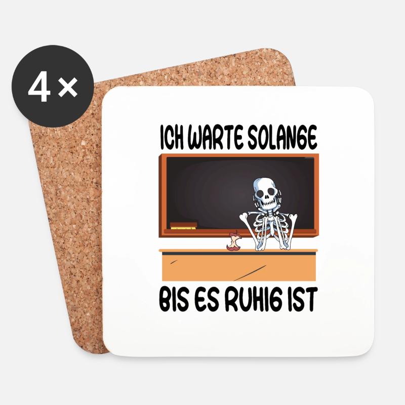 Ich warte solange bis es ruhig ist - Grundschule - Untersetzer (4er-Set) - Weiß