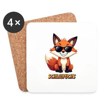 Schlaufuchs Fuchs T-Shirt - Untersetzer (4er-Set) - Weiß - Vorne