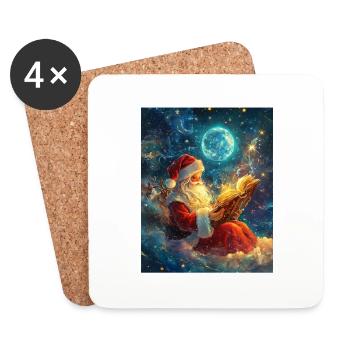 Weihnachtsmann Frauen Männer Kinder Weihnachten - Untersetzer (4er-Set) - Weiß - Vorne
