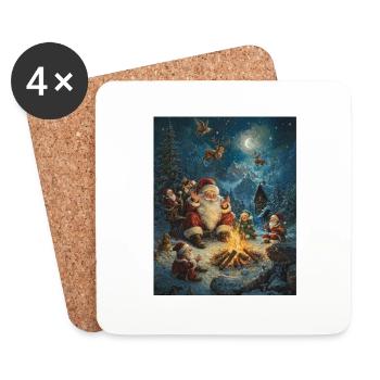 Père Noël Femmes Hommes Enfants Noël - Dessous de verre (lot de 4) - blanc - Devant
