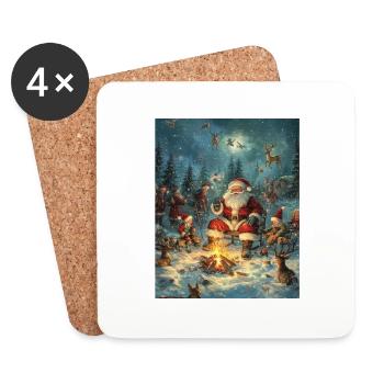 Weihnachtsmann Frauen Männer Kinder Weihnachten - Untersetzer (4er-Set) - Weiß - Vorne