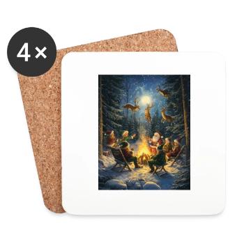 Père Noël Femmes Hommes Enfants Noël - Dessous de verre (lot de 4) - blanc - Devant