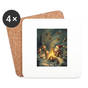Père Noël Femmes Hommes Enfants Noël - Dessous de verre (lot de 4) - blanc - Devant
