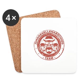 Enterrement de vie de garçon Equipe Totenkopf - Dessous de verre (lot de 4) - blanc - Devant