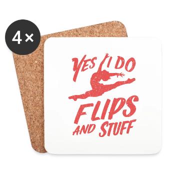 Ja, ich mache Flips und so! - Dessous de verre (lot de 4) - blanc - Devant
