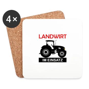 Landwirt im Einsatz Bauer Lustiger Spruch - Untersetzer (4er-Set) - Weiß - Vorne