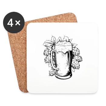 Bierglas Hopfen Malz Bier - Untersetzer (4er-Set) - Weiß - Vorne