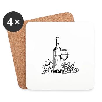 Wine Glass Grapes Wine - Coasters (set of 4) - white - Front