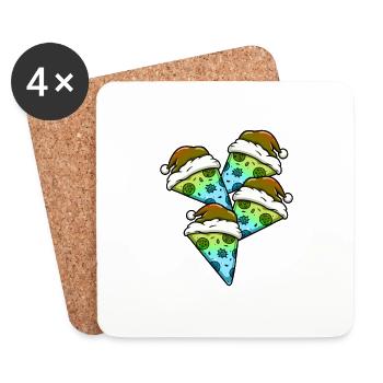 Pizza Weihnachten Essen - Untersetzer (4er-Set) - Weiß - Vorne