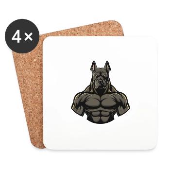 Great Dane Dog Muscles Fitness - Coasters (set of 4) - white - Front