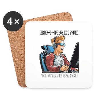SIM RACING WHERE THE FUN IS AT HOME - Untersetzer (4er-Set) - Weiß - Vorne