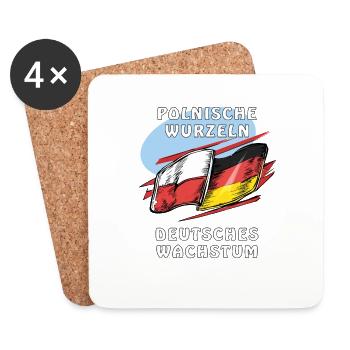 POLNISCHE WURZELN DEUTSCHES WACHSTUM - Untersetzer (4er-Set) - Weiß - Vorne