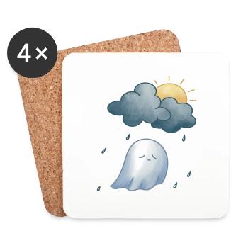 Petit fantôme sous la pluie - Dessous de verre (lot de 4) - blanc - Devant