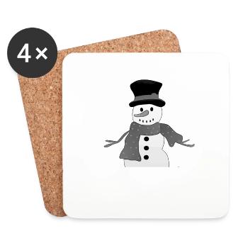 Bonhomme de neige gris - Dessous de verre (lot de 4) - blanc - Devant
