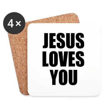 Jesus loves you - Untersetzer (4er-Set) - Weiß - Vorne
