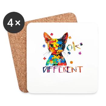 C’est normal d’être différent – autisme - Dessous de verre (lot de 4) - blanc - Devant