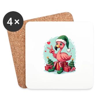Weihnachten Flamingo Elfe - Untersetzer (4er-Set) - Weiß - Vorne