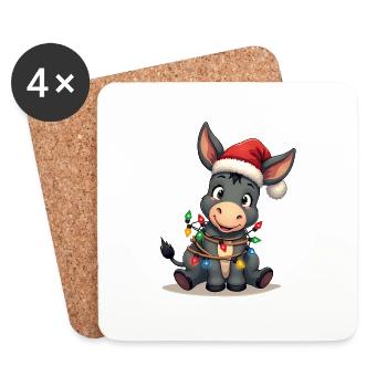 Esel Elfe Weihnachten - Untersetzer (4er-Set) - Weiß - Vorne