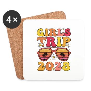 Voyage entre filles 2028 - Dessous de verre (lot de 4) - blanc - Devant