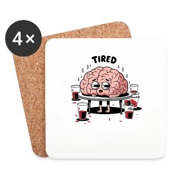 TIRED BRAIN - Coasters (set of 4) - white - Front