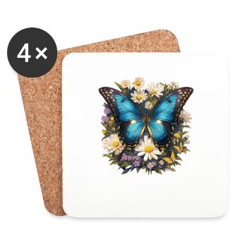 papillon papillons papillon papillon - Dessous de verre (lot de 4) - blanc - Devant