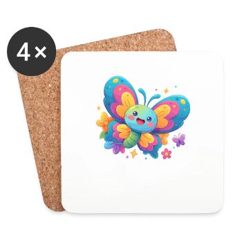 papillon papillons papillon papillon - Dessous de verre (lot de 4) - blanc - Devant