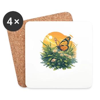papillon papillons papillon papillon - Dessous de verre (lot de 4) - blanc - Devant