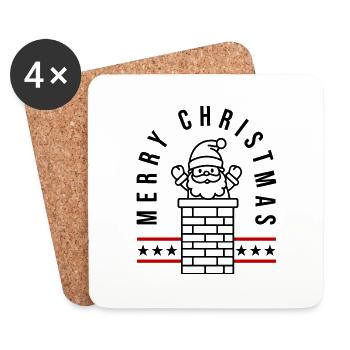 Joyeux Noël Père Noël - Dessous de verre (lot de 4) - blanc - Devant