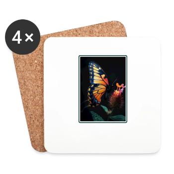 papillon papillons papillon papillon - Dessous de verre (lot de 4) - blanc - Devant