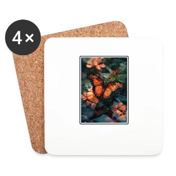 papillon papillons papillon papillon - Dessous de verre (lot de 4) - blanc - Devant