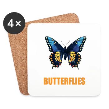 papillon papillons papillon papillon - Dessous de verre (lot de 4) - blanc - Devant