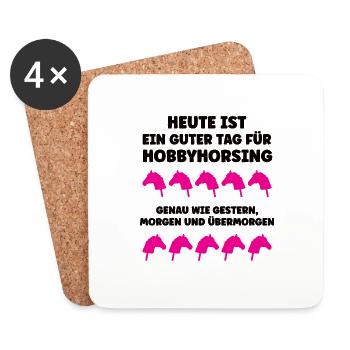 Steckenpferde Hobby Horse Pferde Hobbyhorsing - Untersetzer (4er-Set) - Weiß - Vorne