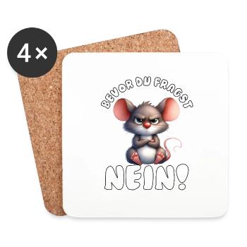 Funny Mouse with Saying - Coasters (set of 4) - white - Front