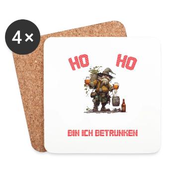 Ugly Christmas lustiger Wichtel mit Bier Weihnacht - Untersetzer (4er-Set) - Weiß - Vorne