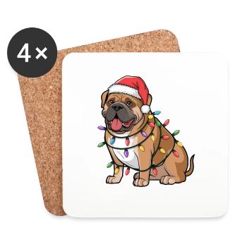 Bullmastiff Christmas Lights Xmas Dogs Gifts - Untersetzer (4er-Set) - Weiß - Vorne