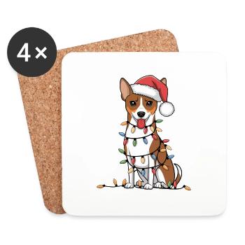 Basenji Christmas Lights Xmas Dogs Gifts for men - Untersetzer (4er-Set) - Weiß - Vorne