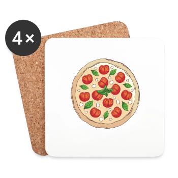 Pizza Karneval Pizzeria Italien Italienfan Pizzen - Untersetzer (4er-Set) - Weiß - Vorne