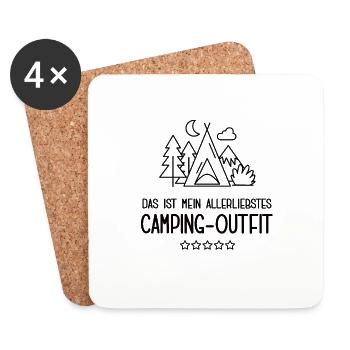 Camping Outfit Camperin Campen Zelten Urlaub Camp - Untersetzer (4er-Set) - Weiß - Vorne