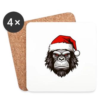 Gorilla Head Christmas Portrait - Coasters (set of 4) - white - Front