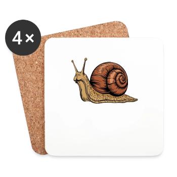 Snail Animal Graphic Illustration - Coasters (set of 4) - white - Front