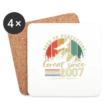 Great Since 2007 Vintage Birthday Gift - Coasters (set of 4) - white - Front