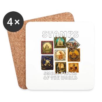 STAMPS SMALL PIECES OF THE WORLD - Untersetzer (4er-Set) - Weiß - Vorne