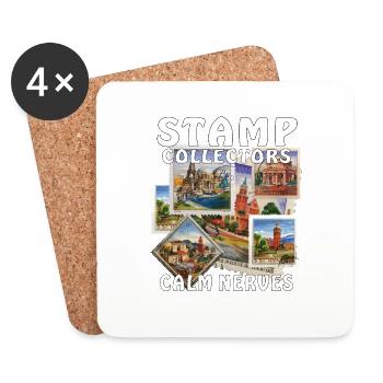 STAMP COLLECTORS CALM NERVES - Untersetzer (4er-Set) - Weiß - Vorne