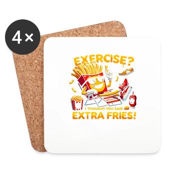 Übung Ich dachte, Sie sagten extra Pommes - Untersetzer (4er-Set) - Weiß - Vorne