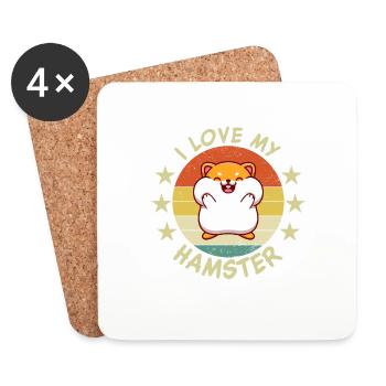 J’aime mon hamster | Drôle de dicton de hamster | - Dessous de verre (lot de 4) - blanc - Devant