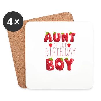 Tante Du Garçon D’anniversaire Fraise Premier Anniversaire - Dessous de verre (lot de 4) - blanc - Devant