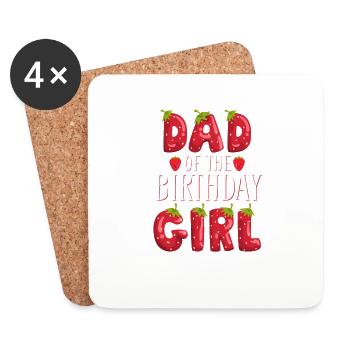 Papa De La Fille D’anniversaire Fraise Premier Anniversaire - Dessous de verre (lot de 4) - blanc - Devant