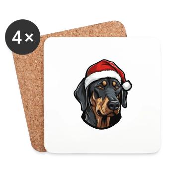 Doberman Hund Kopf Weihnachten Portät - Untersetzer (4er-Set) - Weiß - Vorne