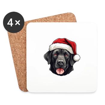 Labrador Hund Kopf Weihnachten Portät - Untersetzer (4er-Set) - Weiß - Vorne