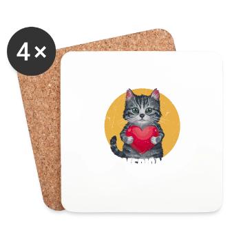 Juste une fille qui aime l’American Shorthair Cat Kitte - Dessous de verre (lot de 4) - blanc - Devant
